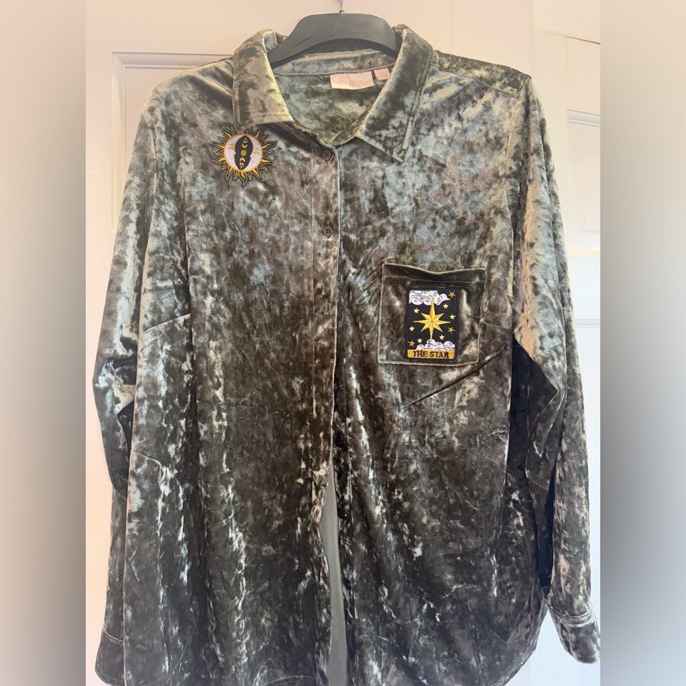 OOAK Moss Green Velvet Shirt